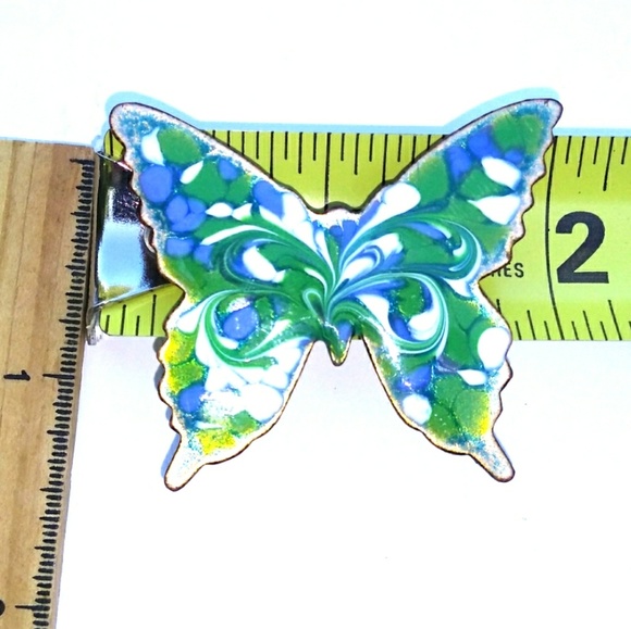 ViNTAGE Swirl Enameled Butterfly Pin Brooch Signed Inga - Picture 5 of 8